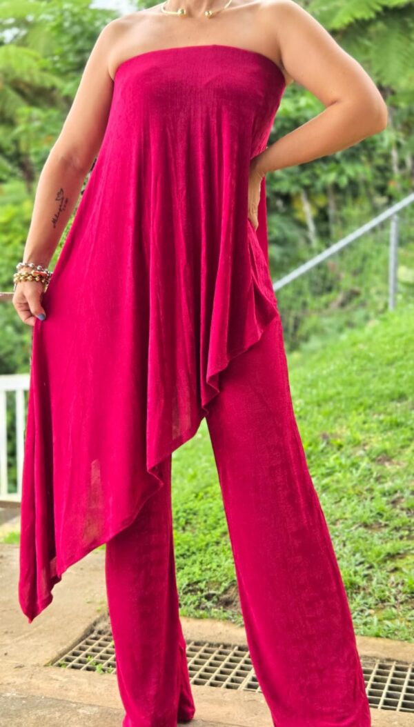 Asimetric Burgundy Jumpsuit